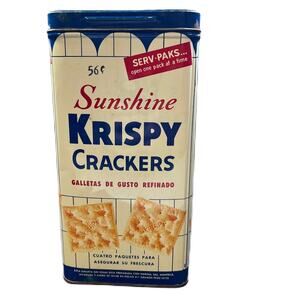 Sunshine Krispy Crackers/Saltines Tin 56 cents 1950s